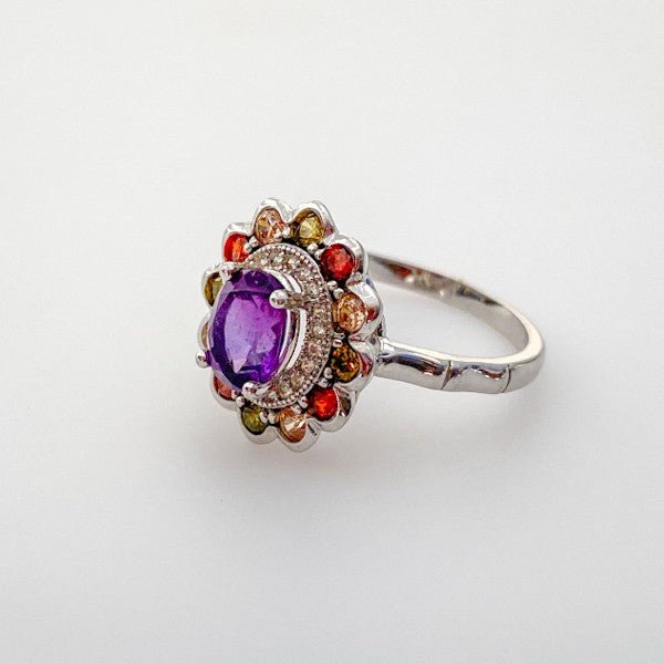Anillo de Amatista y zirconias de colores - Anillos