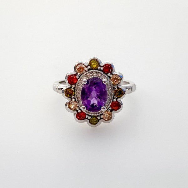 Anillo de Amatista y zirconias de colores - Anillos