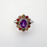 Anillo de Amatista y zirconias de colores - Anillos