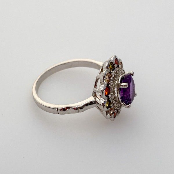 Anillo de Amatista y zirconias de colores - Anillos