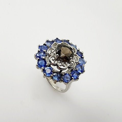 Anillo de Cianita y Cuarzo ahumado - Anillos