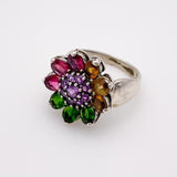 Anillo de Citrino, Amatista, Diopsido y Granate Rodolita - Anillos
