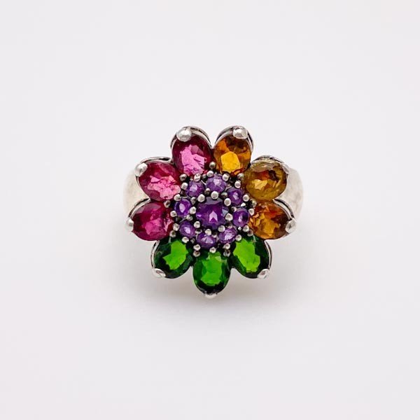 Anillo de Citrino, Amatista, Diopsido y Granate Rodolita - Anillos