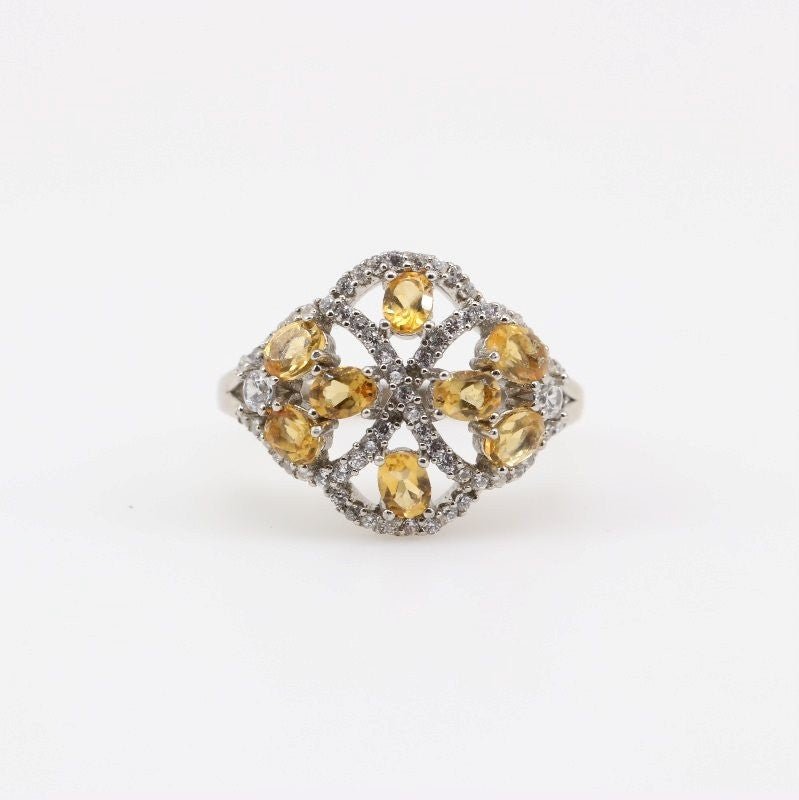 Anillo de Citrino y cubic zirconia - Anillos