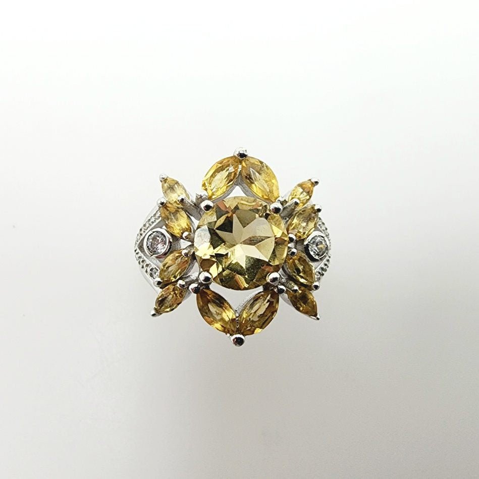Anillo de Citrino y cubic zirconia - Anillos