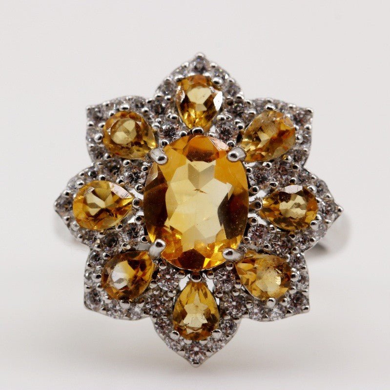 Anillo de Citrino y cubic zirconia - Anillos
