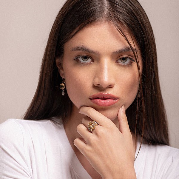 Anillo de Citrino y cubic zirconia - Anillos