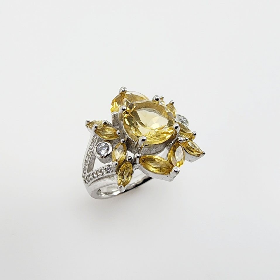 Anillo de Citrino y cubic zirconia - Anillos
