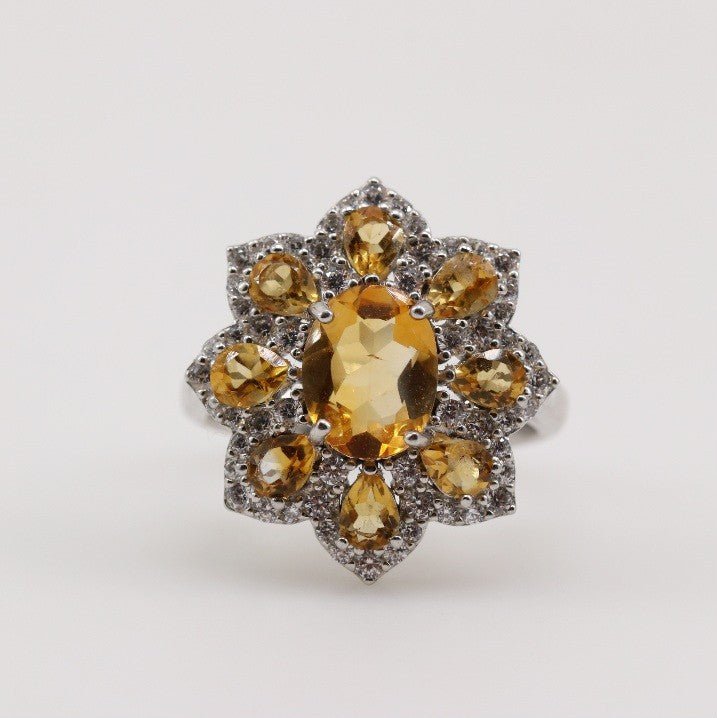 Anillo de Citrino y cubic zirconia - Anillos