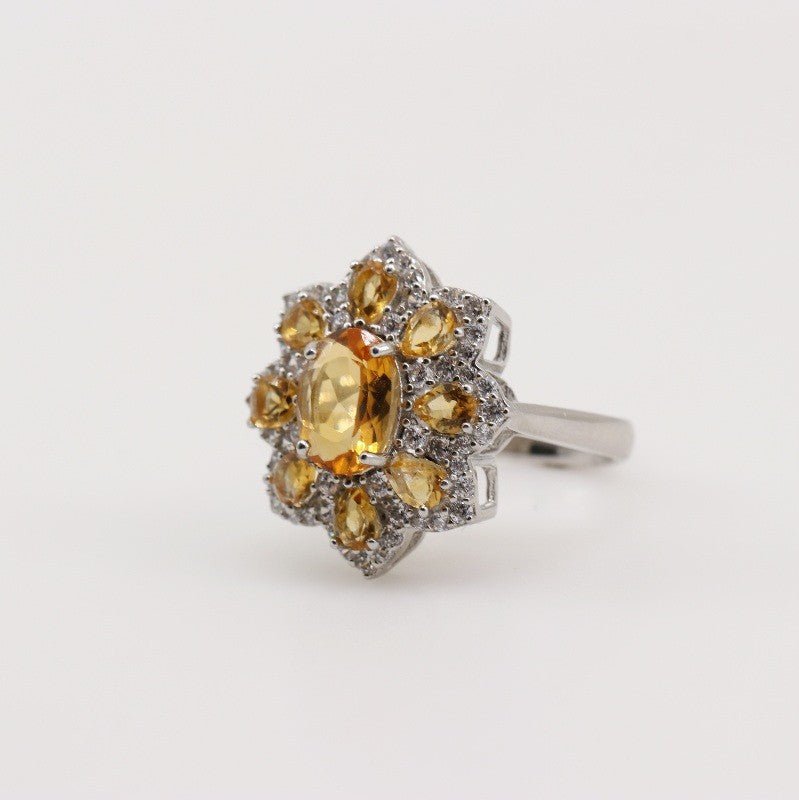 Anillo de Citrino y cubic zirconia - Anillos