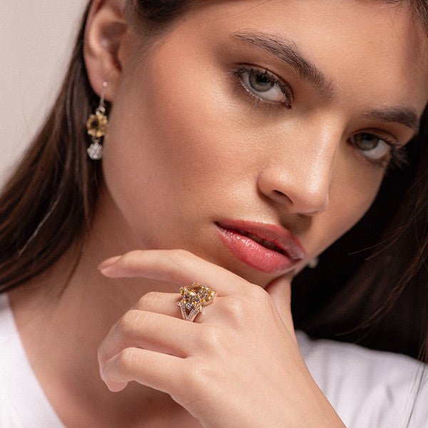 Anillo de Citrino y cubic zirconia - Anillos