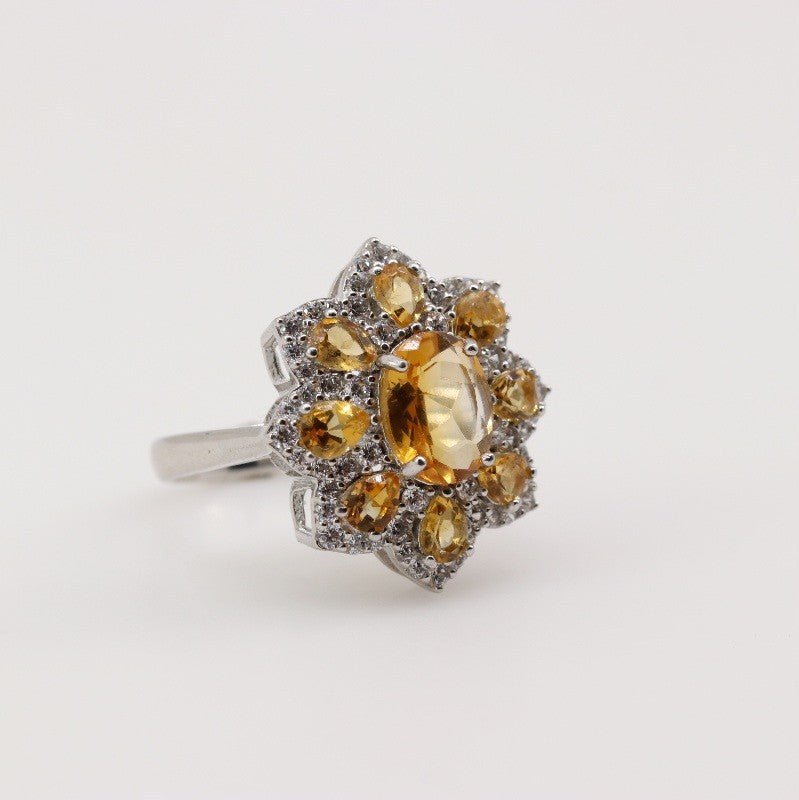 Anillo de Citrino y cubic zirconia - Anillos