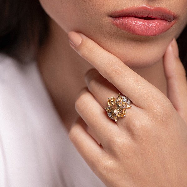 Anillo de Citrino y cubic zirconia - Anillos