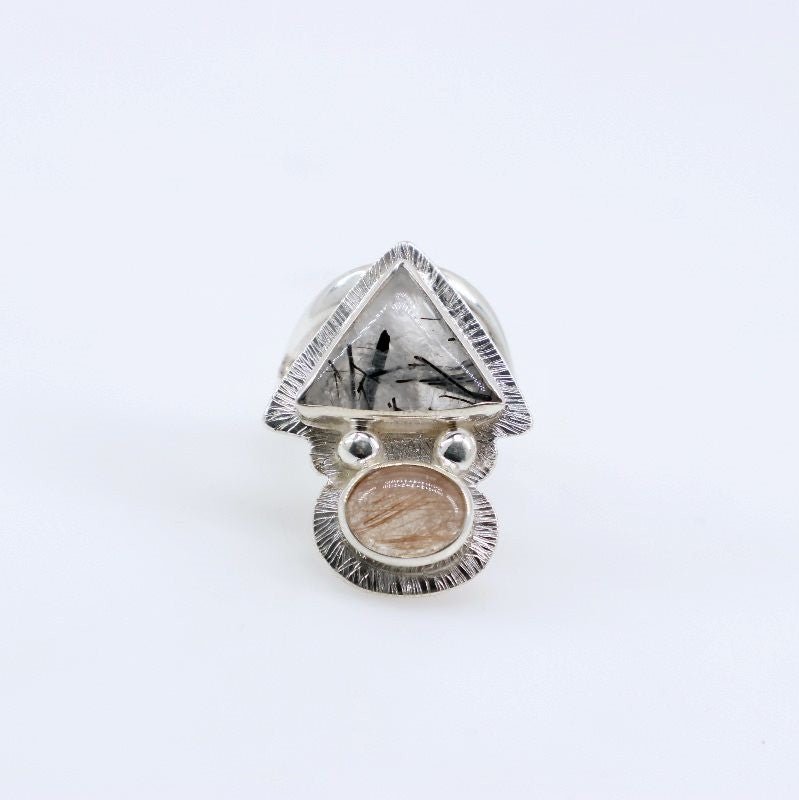 Anillo de Cuarzo con turmalina y Cuarzo Rutilado - Anillos