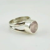Anillo de Cuarzo Rosa en Plata 950 vista lateral - Anillos