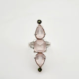 Anillo de Cuarzo Rosa y turmalina verde - Anillos