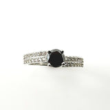 Anillo de Diamante negro y zafiro blanco - Anillos
