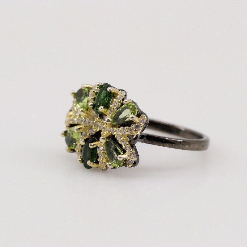 Anillo de Diópsido, peridoto y cubic zirconia - Anillos