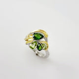 Anillo de Diópsido, peridoto y cubic zirconia - Anillos