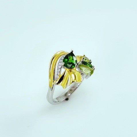 Anillo de Diópsido, peridoto y cubic zirconia - Anillos