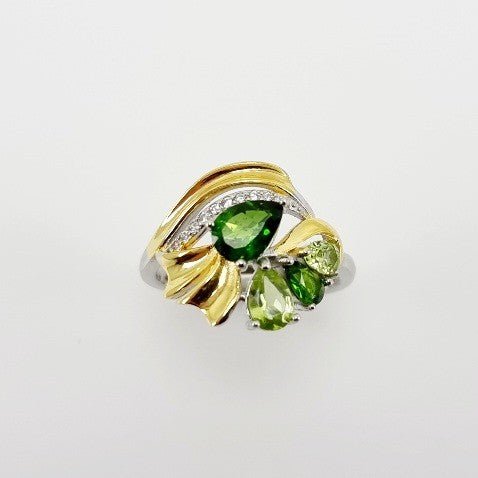 Anillo de Diópsido, peridoto y cubic zirconia - Anillos