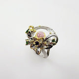 Anillo de diopsido, turmalina rosa y amatista - Anillos