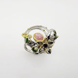 Anillo de diopsido, turmalina rosa y amatista - Anillos