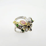 Anillo de diopsido, turmalina rosa y amatista - Anillos