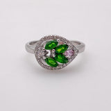 Anillo de diopsido, turmalina rosa y cubic zirconia - Anillos