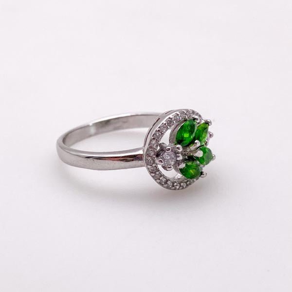 Anillo de diopsido, turmalina rosa y cubic zirconia - Anillos