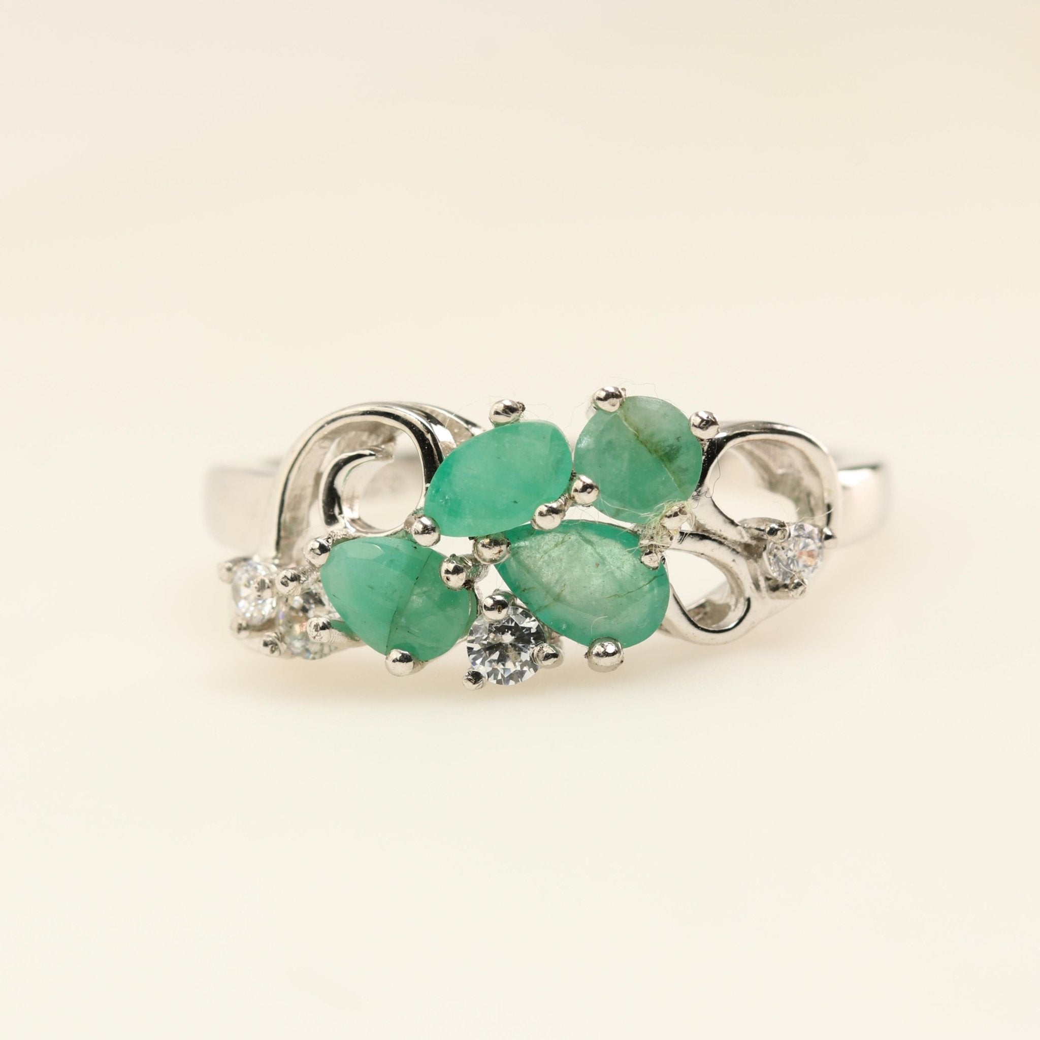 Anillo de esmeralda y cubic zirconia - Anillos