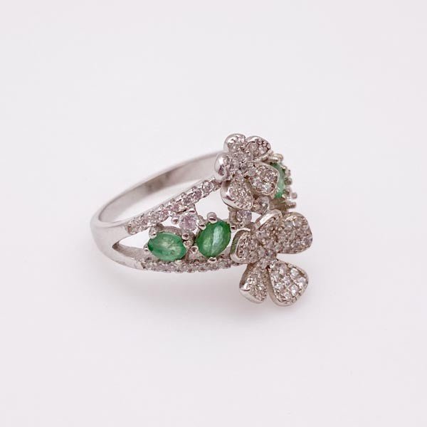 Anillo de Esmeralda y cubic zirconia - Anillos