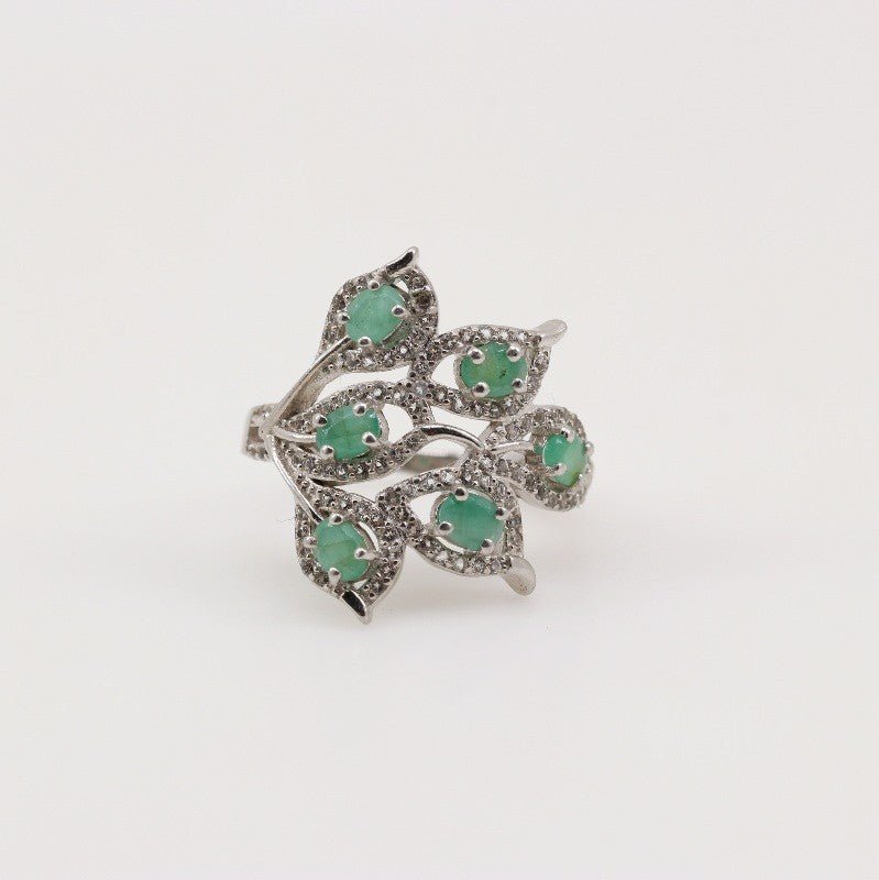 Anillo de esmeralda y cubic zirconia - Anillos