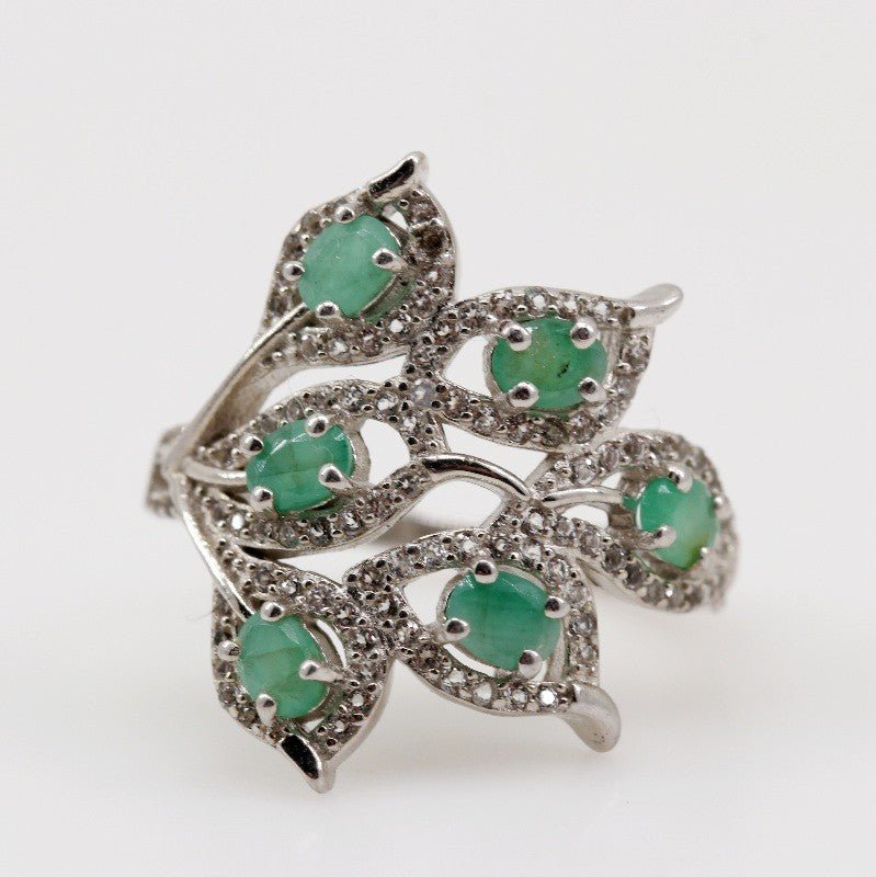 Anillo de esmeralda y cubic zirconia - Anillos