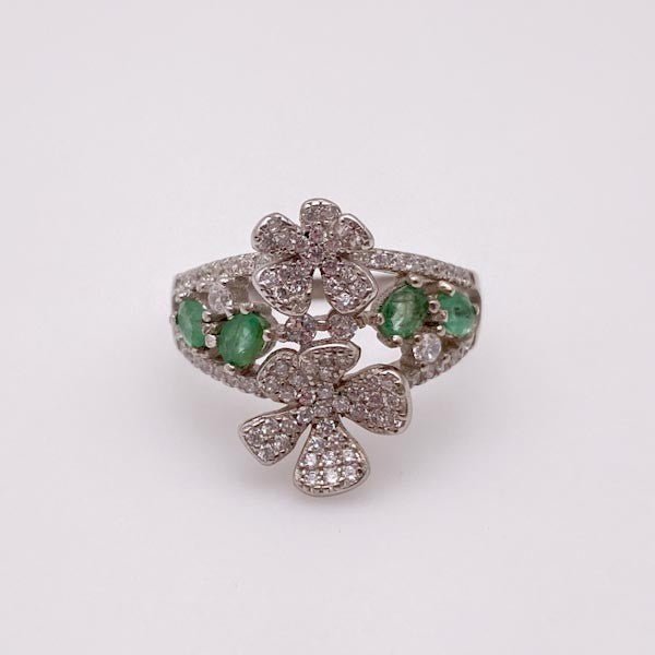 Anillo de Esmeralda y cubic zirconia - Anillos