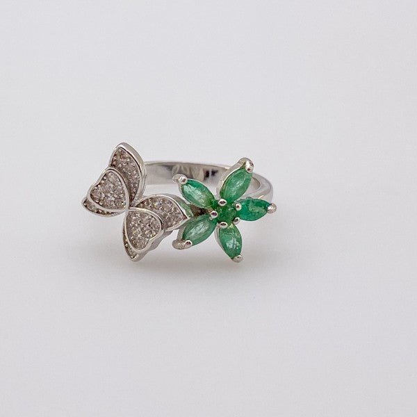 Anillo de esmeralda y cubic zirconia - Anillos