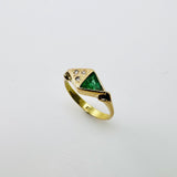 Anillo de Esmeralda y diamantes en oro 18 k - Anillos