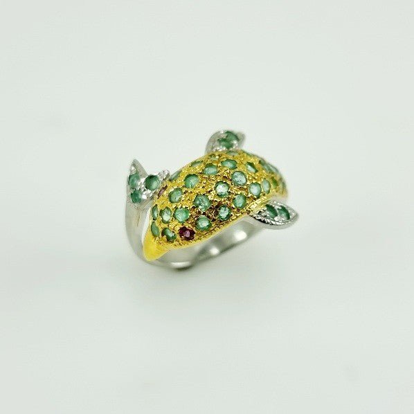 Anillo de esmeralda y granate rodolita - Anillos