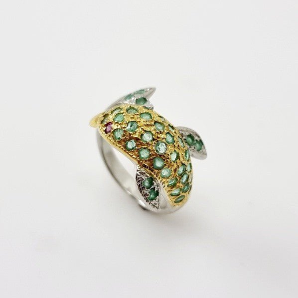 Anillo de esmeralda y granate rodolita - Anillos