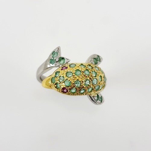 Anillo de esmeralda y granate rodolita - Anillos