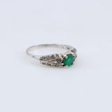 Anillo de Esmeralda y topacios blancos - Anillos
