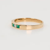 Anillo de Esmeraldas y Diamante en oro 18k - Joyería de autor