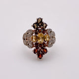 Anillo de Granate, Citrino, cuarzo ahumado y cubic zirconia - Anillos