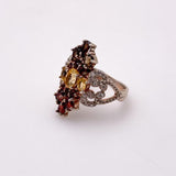 Anillo de Granate, Citrino, cuarzo ahumado y cubic zirconia - Anillos