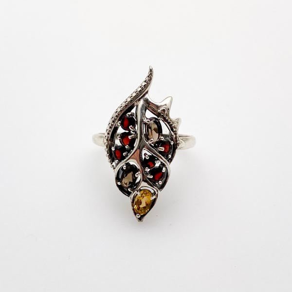 Anillo de Granate, citrino y cuarzo ahumado - Anillos