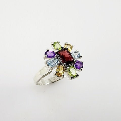 Anillo de Granate, Peridoto, Topacio, Citrino y Amatista - Anillos