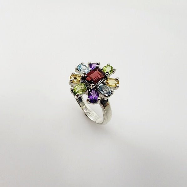Anillo de Granate, Peridoto, Topacio, Citrino y Amatista - Anillos