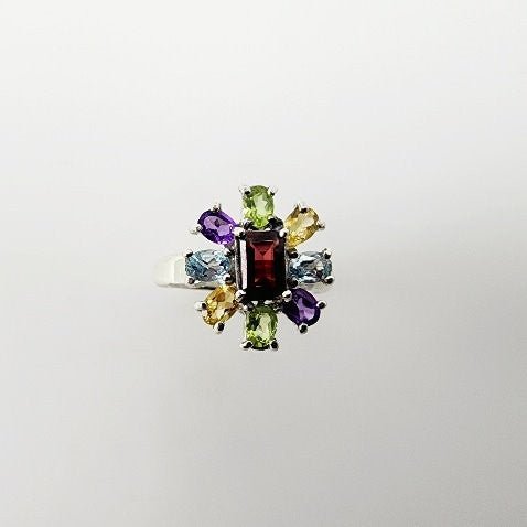 Anillo de Granate, Peridoto, Topacio, Citrino y Amatista - Anillos