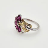 Anillo de Granate Rodolita y cubic zirconia - Anillos