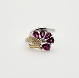 Anillo de Granate Rodolita y cubic zirconia - Anillos